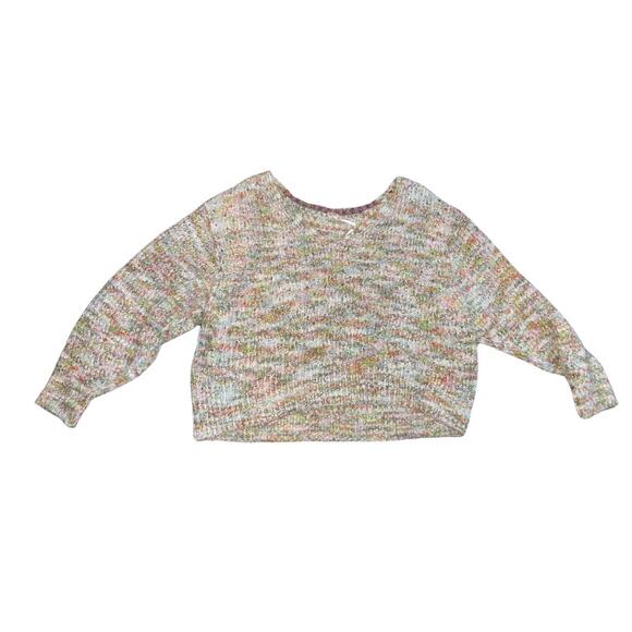 Free People Women's Chunky Knit Cropped Oversized Sweater Size L Cotton Blend - Picture 1 of 3